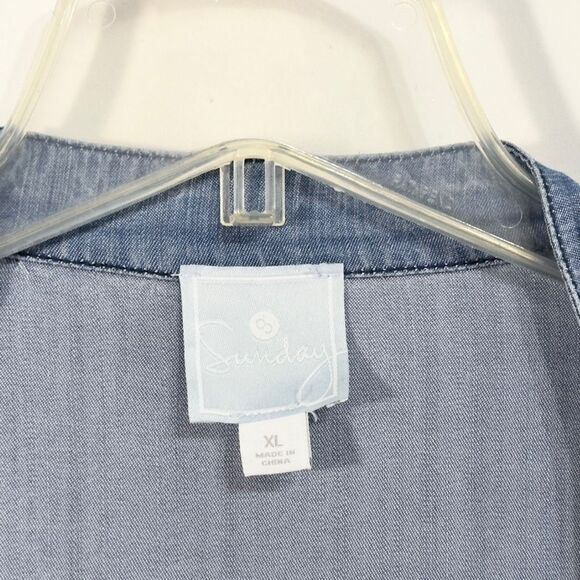 Dressbarn Sunday XL Chambray Jacket Blue Full Zip Lightweight‎ Shacket 739 - Picture 5 of 6